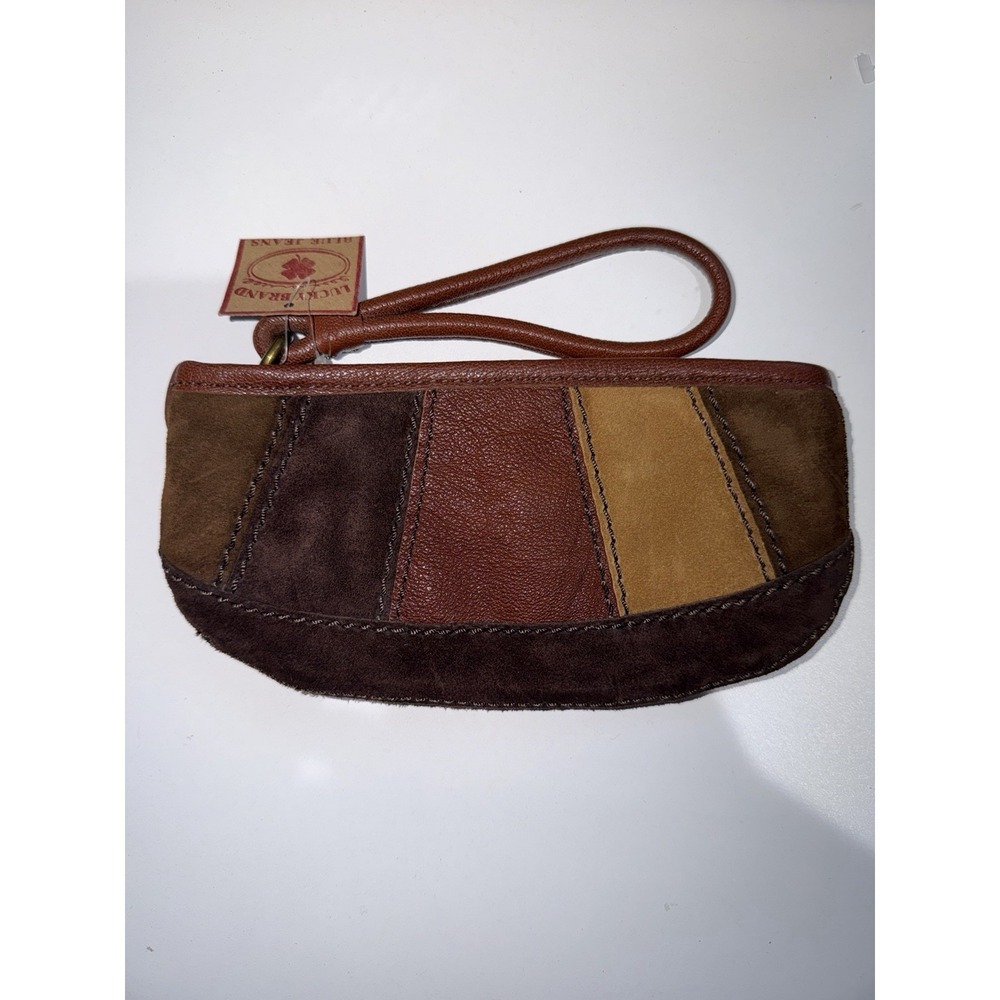 Vintage Lucky Brand Patchwork Wristlet Brown Neutrals NWT Z